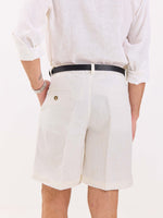 Load image into Gallery viewer, White Linen Trouser Shorts