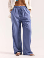 Load image into Gallery viewer, Dusty Blue Linen Pull-on Pants