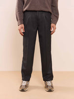 Load image into Gallery viewer, Black Textured Baggy Fit Trousers