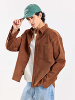 Load image into Gallery viewer, Russet Brown Corduroy Oversized Shirt