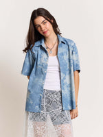 Load image into Gallery viewer, Star Embossed Denim - Cropped Shirt