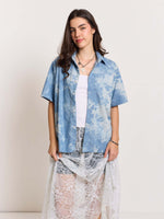 Load image into Gallery viewer, Star Embossed Denim - Cropped Shirt