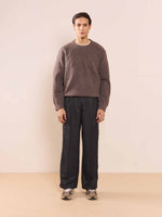 Load image into Gallery viewer, Black Textured Baggy Fit Trousers