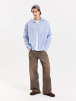 Load image into Gallery viewer, Powder Blue Striped Seersucker Shirt