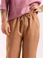 Load image into Gallery viewer, Tan Brown Linen Pull-on Pants