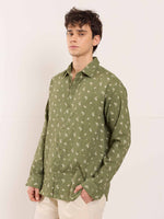 Load image into Gallery viewer, Olive Floral Printed Gauze Shirt
