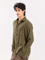 Load image into Gallery viewer, Olive Green Gauze Holiday Shirt