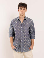 Load image into Gallery viewer, Indigo Floral Printed Chambray Shirt