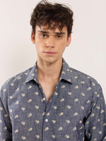 Load image into Gallery viewer, Indigo Floral Printed Chambray Shirt