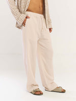 Load image into Gallery viewer, Beige Gauze Pull-on Pants
