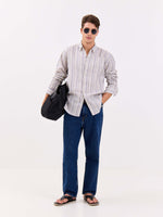 Load image into Gallery viewer, Natural Striped Irish Linen Shirt