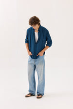 Load image into Gallery viewer, Dark Blue Wrinkled Shirt