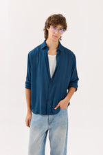 Load image into Gallery viewer, Dark Blue Wrinkled Shirt