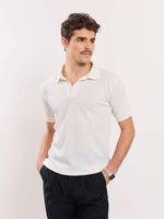 Load image into Gallery viewer, Off White Waffle Knit Polo T-shirt