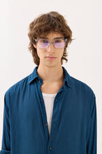 Load image into Gallery viewer, Dark Blue Wrinkled Shirt