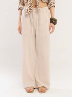 Load image into Gallery viewer, Beige Gauze Pull-on Pants