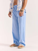 Load image into Gallery viewer, Powder Blue Linen Pull-on Pants