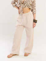 Load image into Gallery viewer, Beige Gauze Pull-on Pants