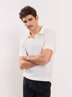 Load image into Gallery viewer, Off White Waffle Knit Polo T-shirt