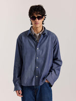 Load image into Gallery viewer, Denim Oversized Cropped Shirt