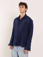 Load image into Gallery viewer, Dark Blue Gauze Holiday Shirt