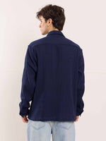 Load image into Gallery viewer, Dark Blue Gauze Holiday Shirt