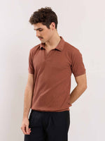 Load image into Gallery viewer, Brown Waffle Knit Polo T-shirt