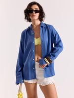 Load image into Gallery viewer, Cobalt Blue Linen-blend Shirt