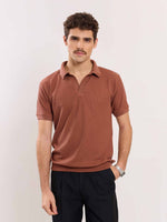 Load image into Gallery viewer, Brown Waffle Knit Polo T-shirt