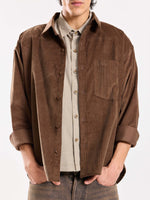 Load image into Gallery viewer, Dark Brown Corduroy Oversized Shirt