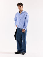 Load image into Gallery viewer, Light Blue Striped Poplin Oversized Shirt