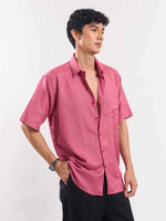 Load image into Gallery viewer, Rose Pink Half Sleeve Linen Shirt