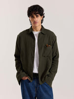 Load image into Gallery viewer, Dark Olive Gauze Holiday Shirt