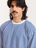 Load image into Gallery viewer, Blue Striped Loose Fit Cropped T-Shirt