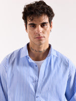 Load image into Gallery viewer, Light Blue Striped Poplin Oversized Shirt