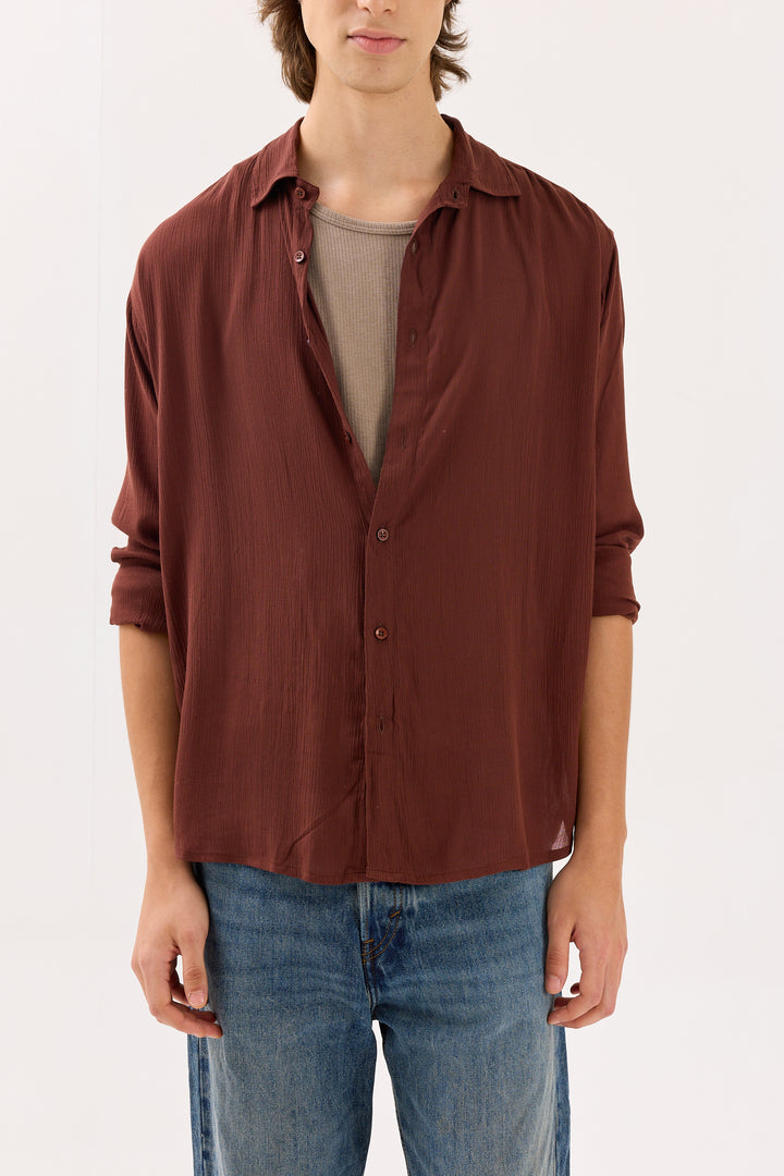 Dark Brown Wrinkled Shirt