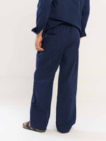Load image into Gallery viewer, Navy Blue Pinstriped Pull-on Pants