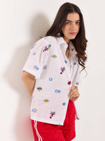 Load image into Gallery viewer, White Bowling Shirt - Cropped Fit