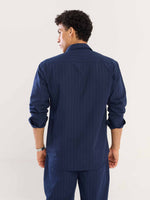 Load image into Gallery viewer, Navy Blue Pinstripe Poplin Shirt