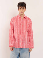 Load image into Gallery viewer, Red & Pink Striped Linen Shirt