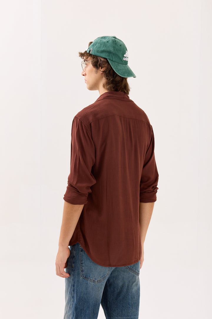 Dark Brown Wrinkled Shirt