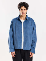 Load image into Gallery viewer, Dusty Blue Corduroy Oversized Shirt