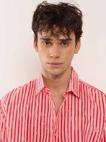 Load image into Gallery viewer, Red & Pink Striped Linen Shirt