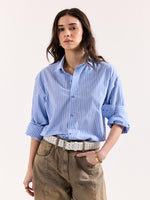 Load image into Gallery viewer, Light Blue Striped Poplin Oversized Shirt