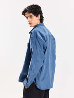Load image into Gallery viewer, Dusty Blue Corduroy Oversized Shirt