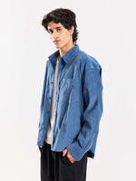 Load image into Gallery viewer, Dusty Blue Corduroy Oversized Shirt