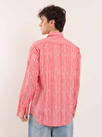 Load image into Gallery viewer, Red & Pink Striped Linen Shirt
