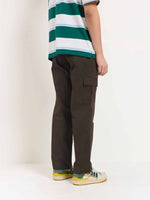 Load image into Gallery viewer, Dark Brown Loose Fit Twill Cargo Trousers