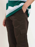 Load image into Gallery viewer, Dark Brown Loose Fit Twill Cargo Trousers