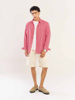 Load image into Gallery viewer, Red Striped Poplin Shirt